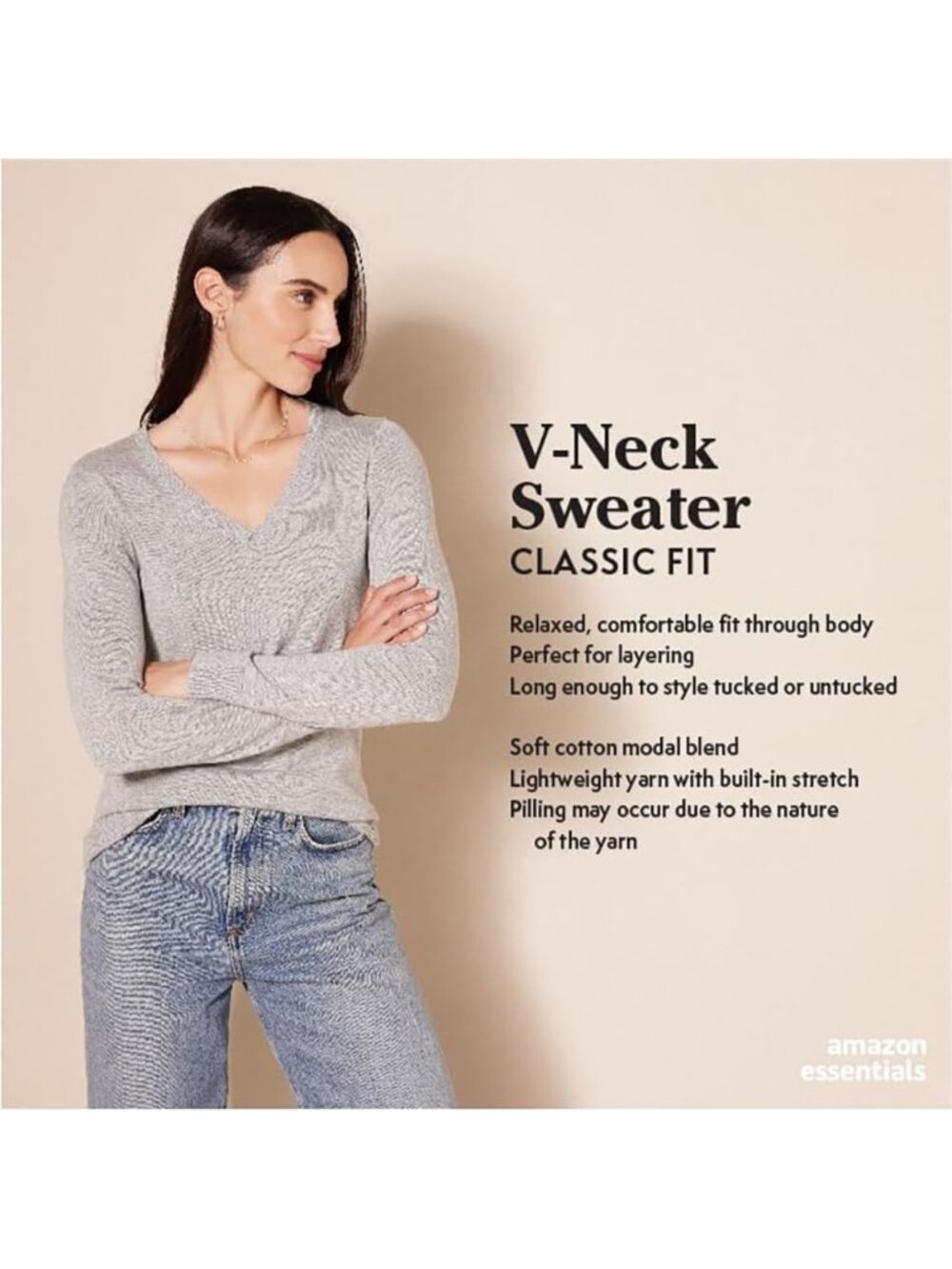Lightweight Long-Sleeve V-Neck Sweater for Women - Cozy & Stylish Knit Top - Picture 2 of 8
